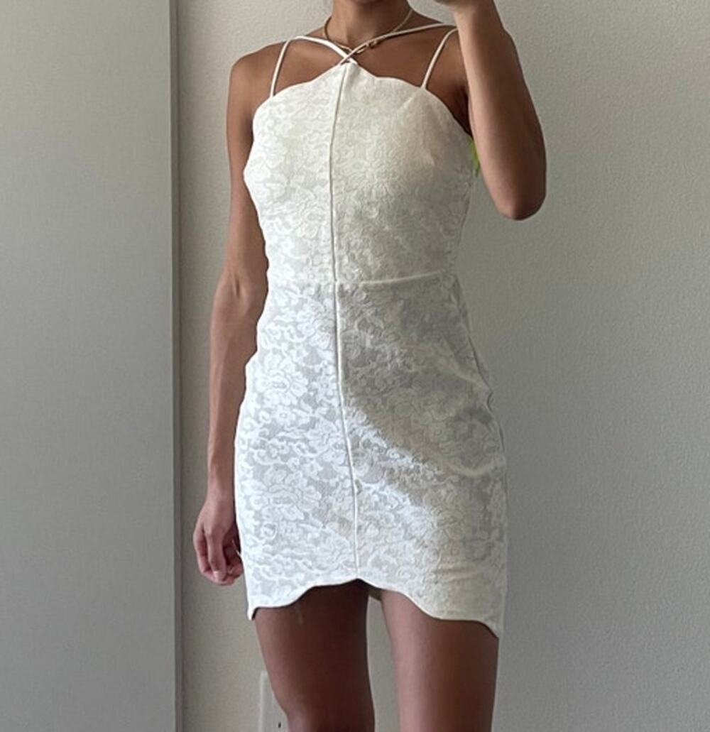 White Lace Mini Dress